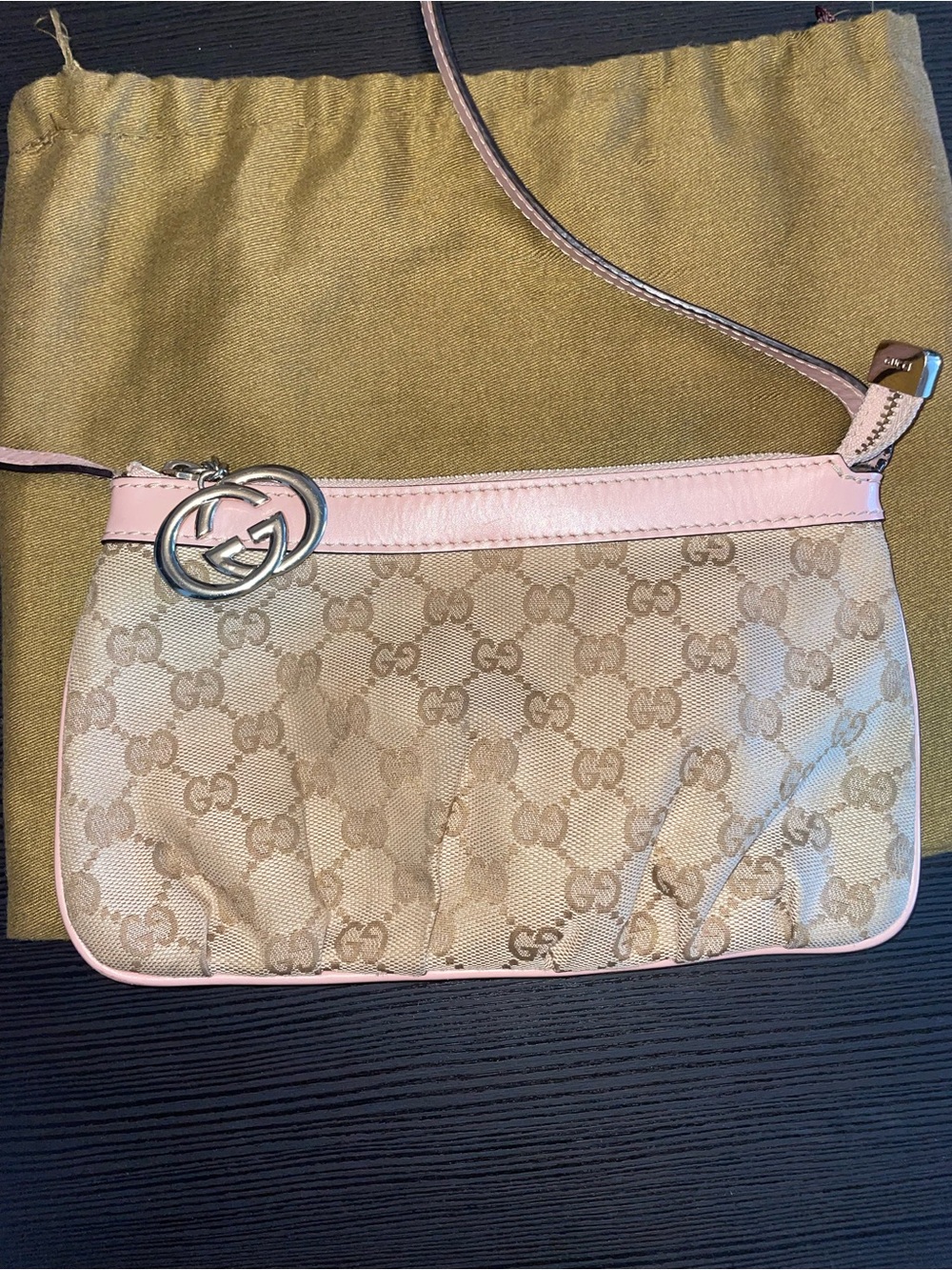 Gucci GG Canvas and Leather Pouch Bag